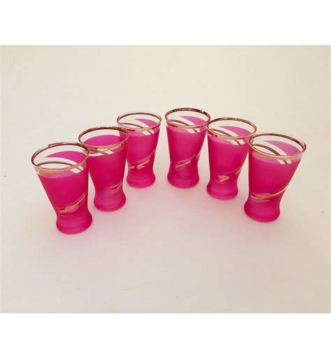 Set Of Pink Shot Glasses Vodka Cognac Whiskey Etsy