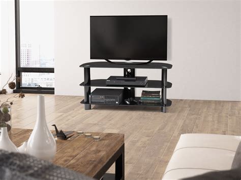 Black Glass Corner Tv Stand For Tvs Up To 50 — Corliving Furniture Us
