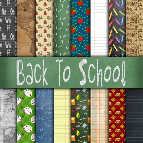 Back To School Digital Paper Textures School Backgrounds 16 Designs