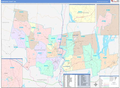 Hampshire County Ma Wall Map Color Cast Style By Marketmaps Mapsales