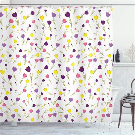 INPERCUST Spring Blossom Floral Shower Curtain Elegant Tulip Print