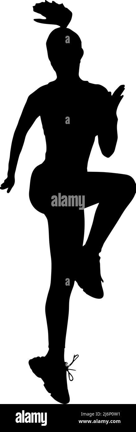 Training Woman Vector Silhouette Female Working Out And Warming Up Silhouette Sport Idea