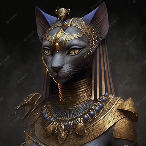 Altägyptische Catwoman Mit Goldschmuck Altägyptische Göttin 3d Darstellung Premium Foto