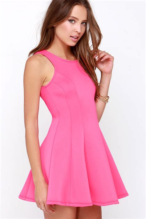 Hot Pink Dress Pink Dress Scuba Knit Dress 3900 Lulus