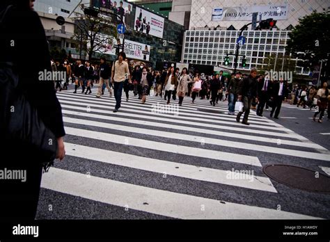 People Cross A Zebra Crossing In The Shinjuku Area Of Tokyo Japan