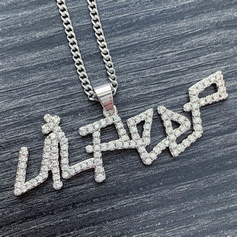 Iced Out Lil Peep Necklace Large Cubic Zirconia Pendant With Etsy