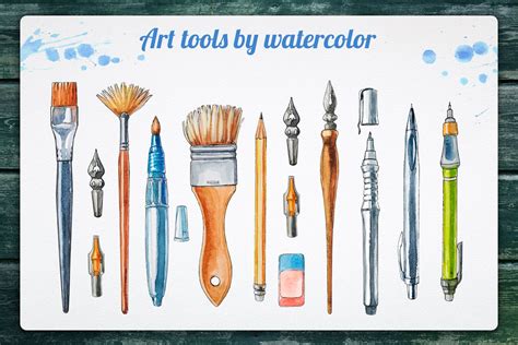 Art Tools By Watercolor 4707 Illustrations Design Bundles