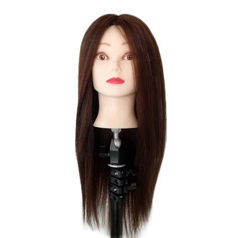 Buy Real Human Hair Mannequin Head Cosmetology 22 Inch Brown Training