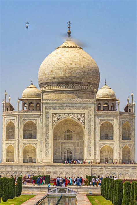 Taj Mahal Panorama In Agra India With Amazing Symmetrical Gardens