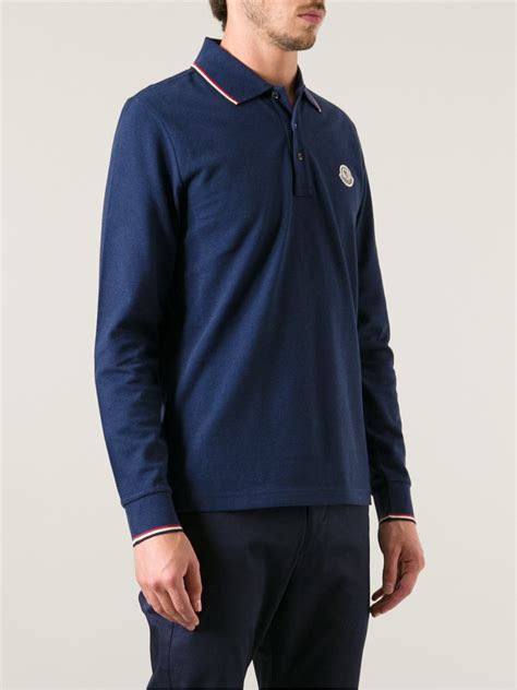 Moncler Long Sleeve Polo Shirt In Blue For Men Lyst