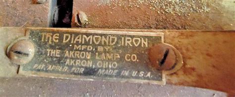 Vintage Akron Lamp Co Diamond Gas Powered Clothing Iron Made In Akron