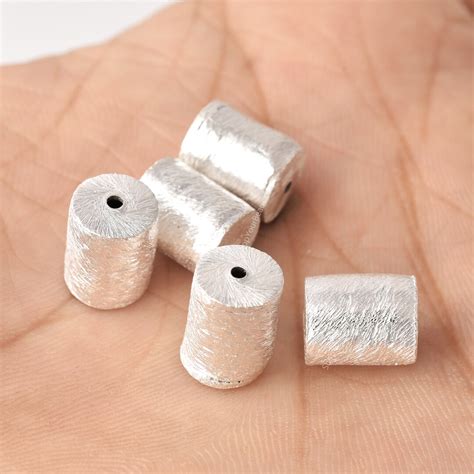 10mm Silver Barrel Beads Drum Beads Cylinder Beads Etsy