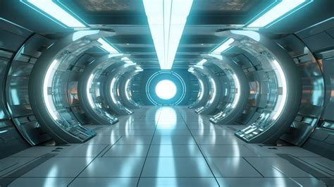 Sci Fi Reflective Abstract 3d Rendering Background With Futuristic