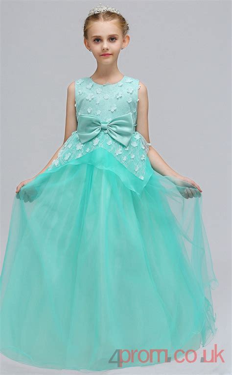 Lilac Organza Princess Jewel Tea Length Childrens Prom Dressfgd236