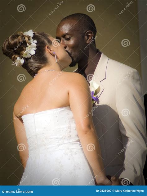 Mixed Race Wedding Couple Kiss Stock Image Image Of Hands Hand 9835007