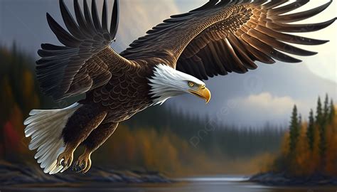 Portrait Of An Eagle Flying By River Background Pictures Of Eagles