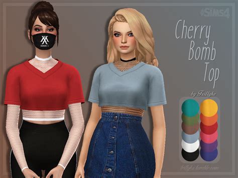 Trillyke Cherry Bomb Top And Accessory Fishnet Tops A Comfy Sims 4