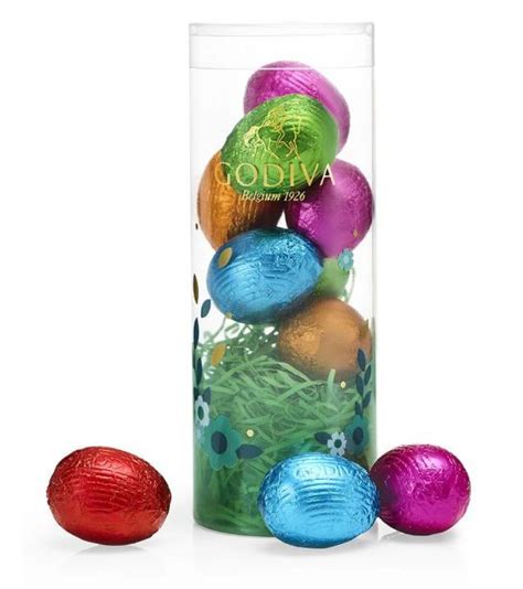 Godiva Assorted Foil Wrapped Chocolate Easter Egg Tube 9 Pc By Cafe