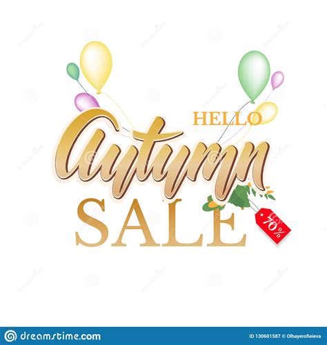 Trendy And Elegant Autumn Background With Lettering Hello