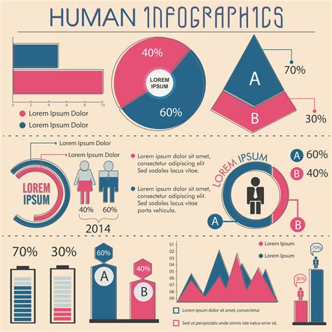 Human Infographic Template Layout With Statistical Graphs And Elements