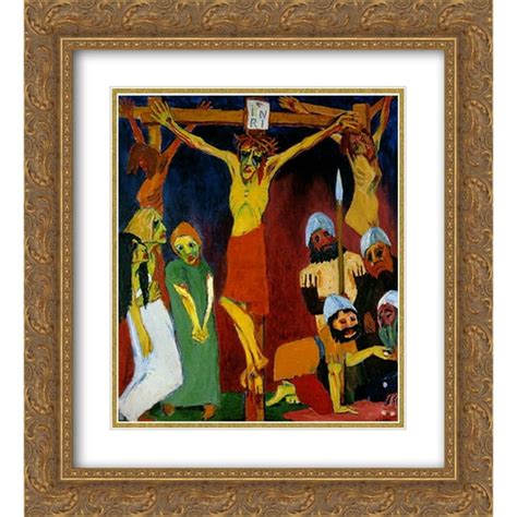 Emil Nolde 2x Matted 20x22 Gold Ornate Framed Art Print Crucifixion