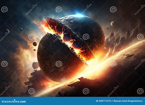 The Cosmic Cataclysm Giant Asteroid Colliding With A Planet Or Earth