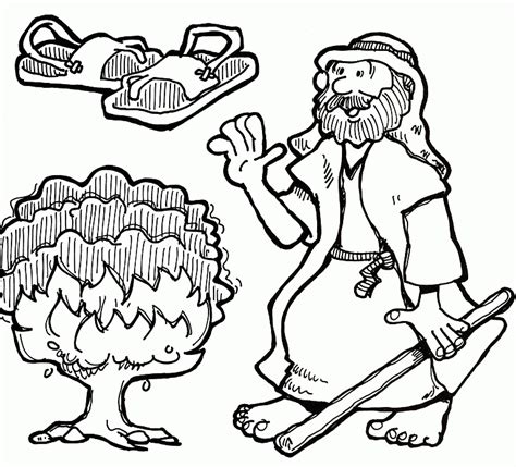 Moses And Burning Bush Coloring Page Coloring Home