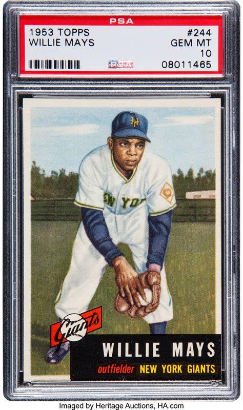 1953 Topps Willie Mays 244 Psa Gem Mint 10 Baseball Cards Lot