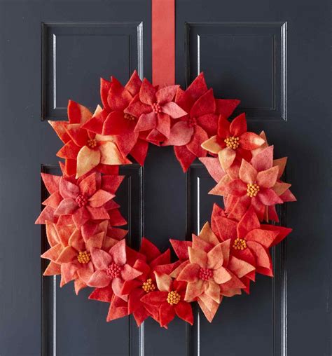 This Lovely Felt Poinsettia Wreath Is A Soft And Delicate Decoration