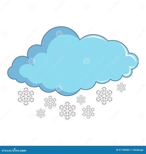 Cloud With Snowflakes Icon Cartoon Style Stock Vector Illustration