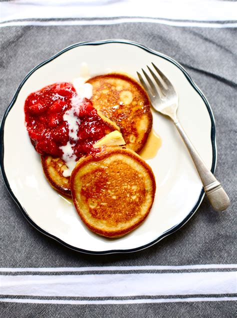 Cornmeal Pancakes With Strawberry Jam Studio Delicious