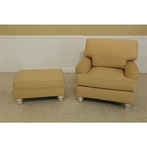 Clayton Marcus Gold Upholstered Chair And Ottoman Chairish