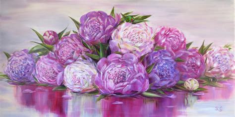 Peony Painting Peony Wall Art Peonies Bouquet Painting Summer Etsy