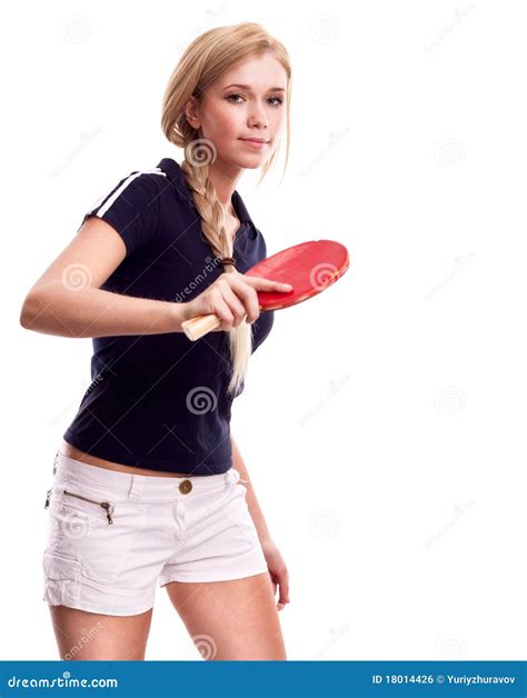 Young Woman with a Racket Ping-pong Stock Photo - Image of games, hand