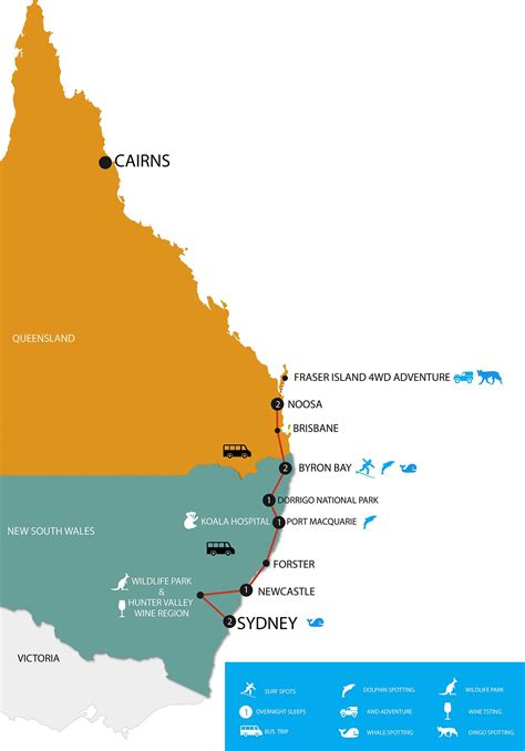 10 Days From Sydney To Brisbane Map 