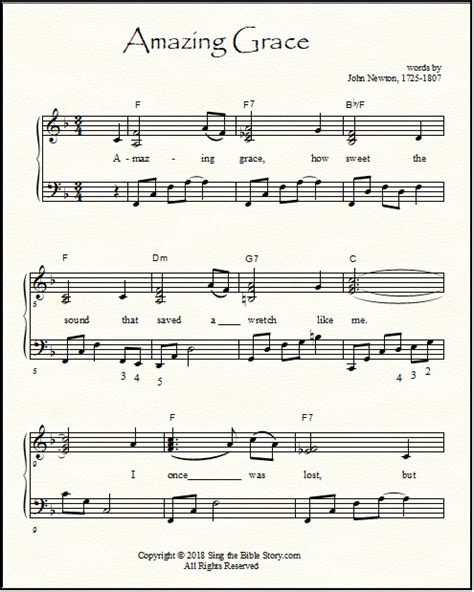 Amazing Grace Lyrics, Sheet Music, & Tabs