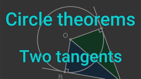 Circle Theorems Two Tangents Are Equal Youtube