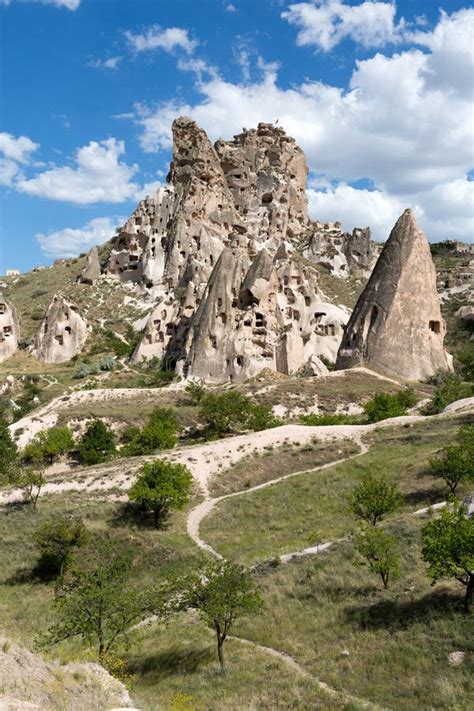 Ansicht Von Uchisar Schloss In Cappadocia Stockbild Bild Von