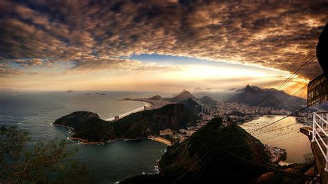 Hd Wallpaper Rio De Janeiro Night View City Thunder Clouds