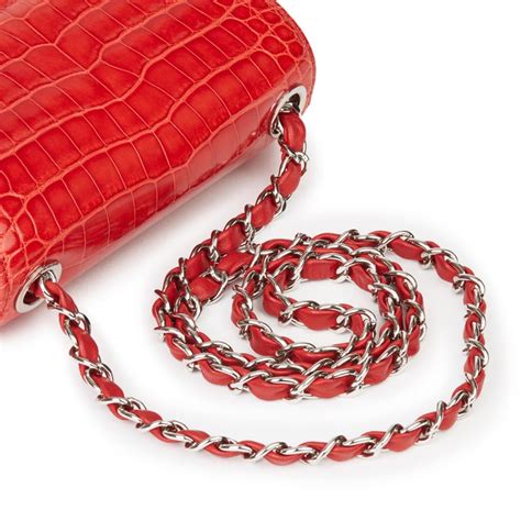 2011 Chanel Red Shiny Mississippiensis Alligator Leather Mini Flap Bag ...