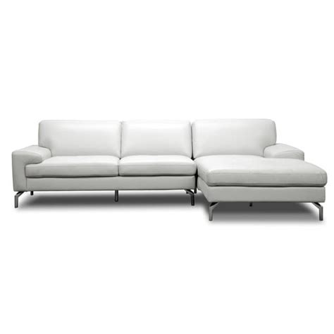 Baxton Studio Scofield Pale Grey Leather Modern Sectional Sofa