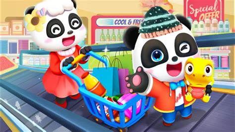 Bayi Panda Kiki Berbelanja Ke Supermarket Bersama Mama Dan Papa