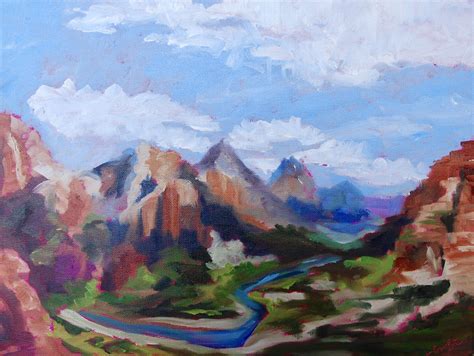 Modern Impressionist Zion National Park Utah Landscape Original Oil