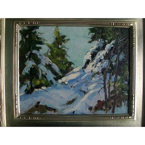 Mid 20th Century Oil Painting On Board New England Snow Scene By