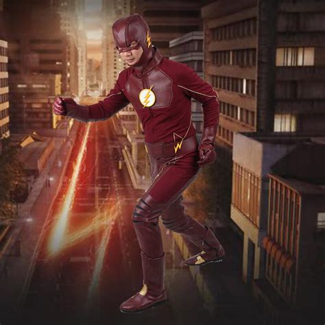 Manles The Flash Cosplay Costume With Boots Mens Costume The Flash