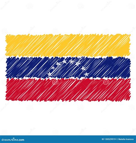 Hand Drawn National Flag Of Venezuela Isolated On A White Background