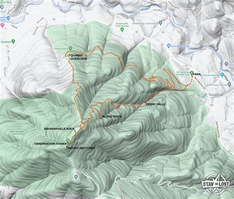 Hiking Map For Mount Ascutney Via Windsor And Brownsville Trails