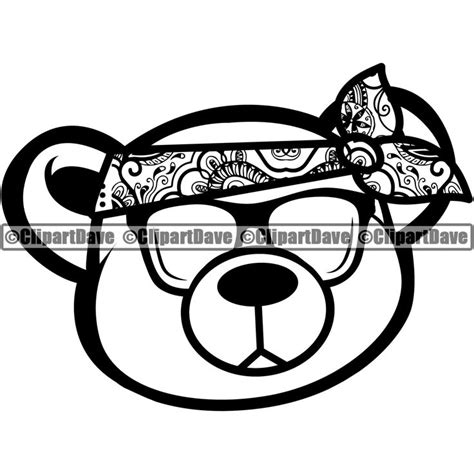 Gangster Teddy Bear Head Bandanna Sunglasses Svg Design Thug Etsy In