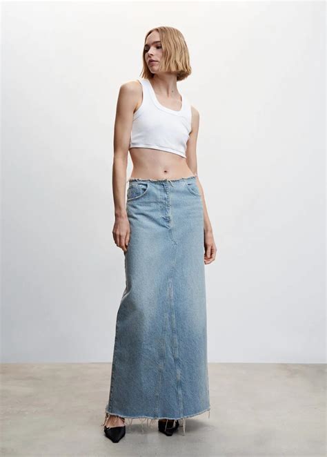 Mango Denim Long Skirt