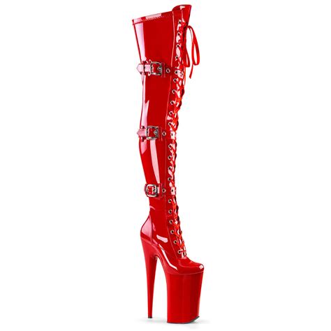 10 Red Latex Platform Fetish Lace Up Stripper Thigh High Lady Gaga Boots Heels Ebay